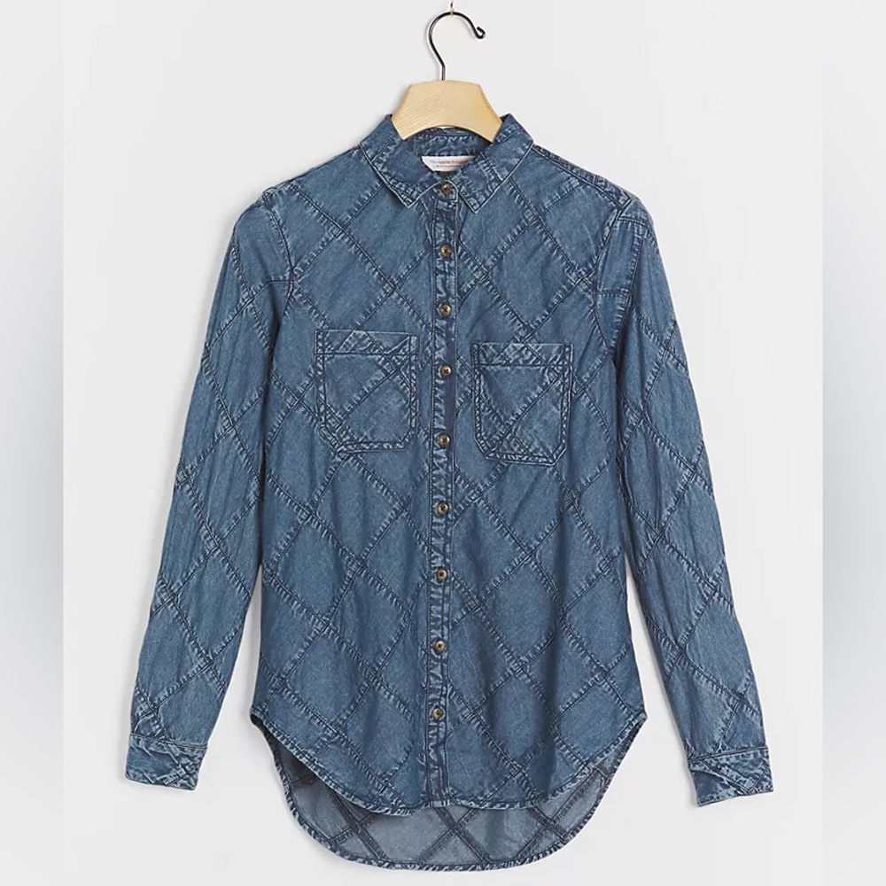 Anthropologie Women’s Pilcro Patchwork Button-Up (Chambray)